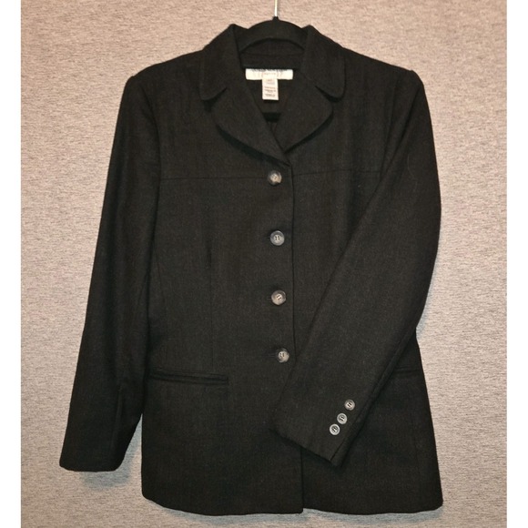 Jones New York Blazer Jacket Black 100% Wool Button Front Women's 8 Petite - Picture 6 of 12